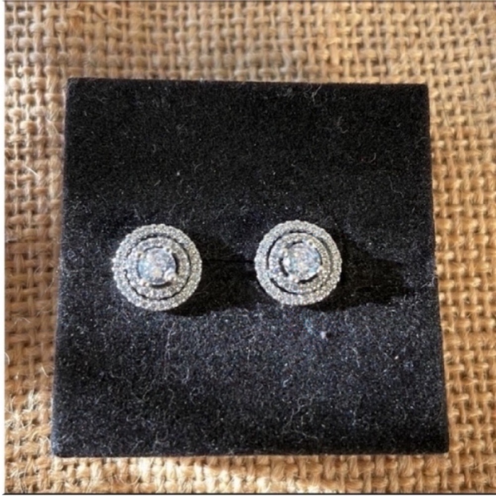 Pandora Solitaire Cut 925 Sterling Silver Cluster Chandelier Halo Earrings New - Picture 2 of 12